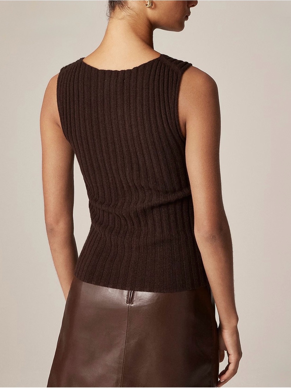 NEW J. CREW Wide-rib cashmere sweater shell heather chocolate XL CO327 *FLAW* - Picture 15 of 15